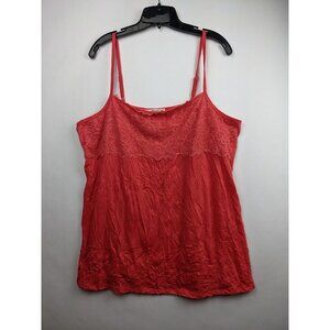 Maurices Coral Crinkle & Lace Tank Top Size 3 NWOT